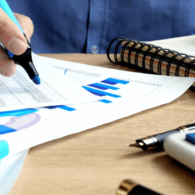 A team reviewing charts and marketing performance